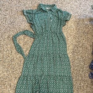 Max Studio Green and White Midi Dress